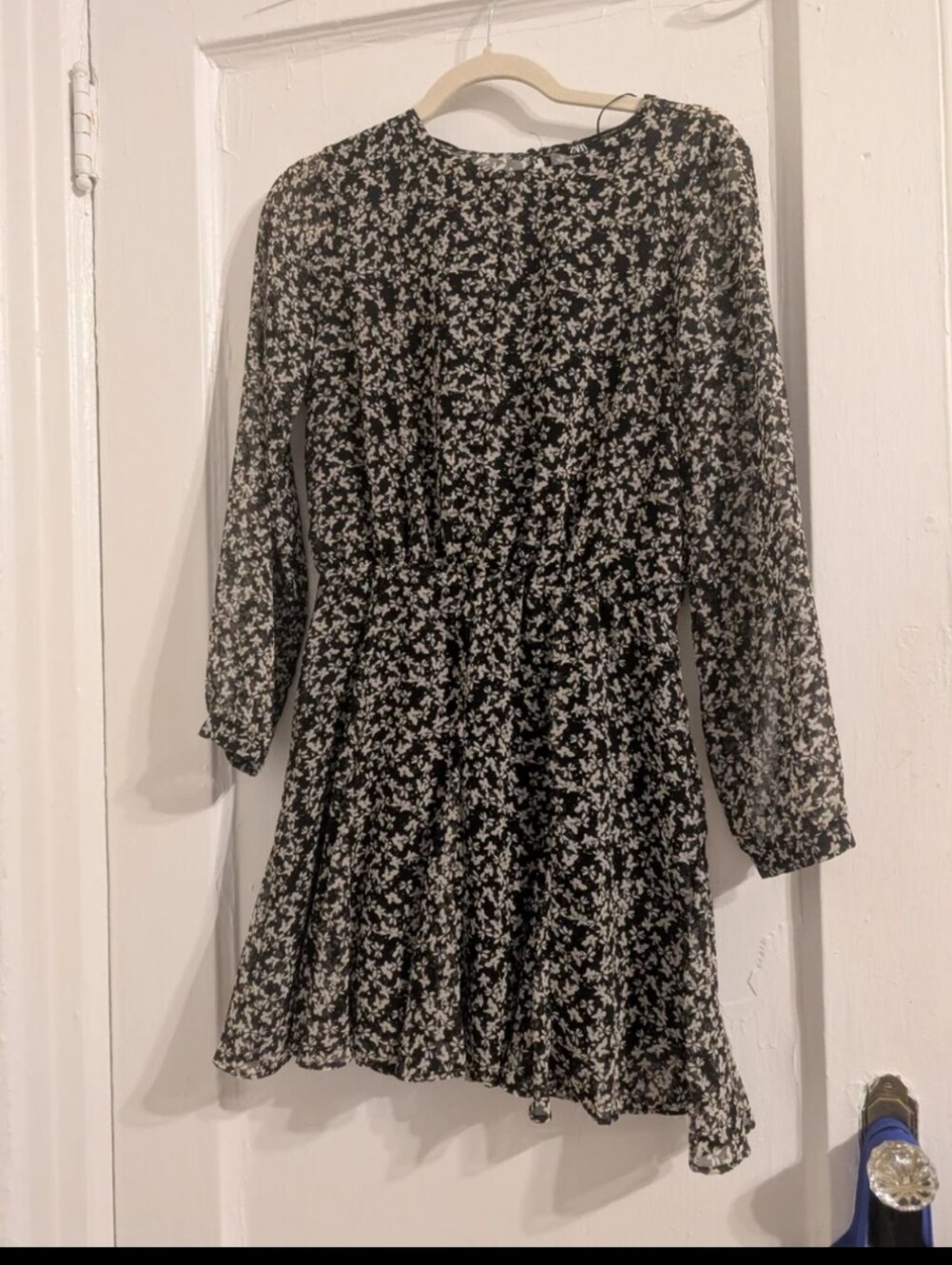 Zara Mini Floral Chiffon Mini Dress Size XS — Ditsy Print Fit & Flare